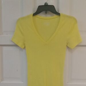 J Crew Yellow V-Neck Top XSmall